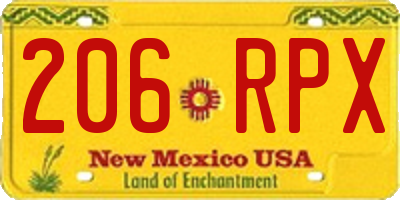 NM license plate 206RPX