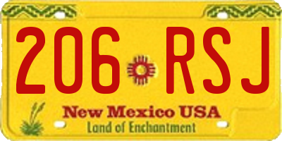 NM license plate 206RSJ