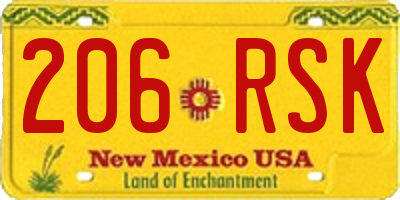 NM license plate 206RSK
