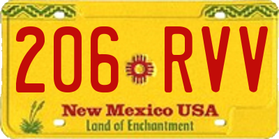 NM license plate 206RVV