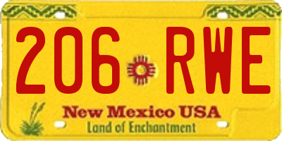 NM license plate 206RWE