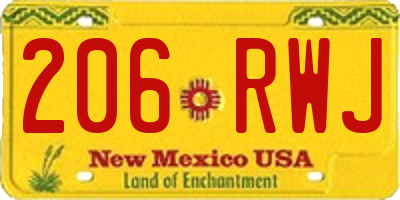 NM license plate 206RWJ