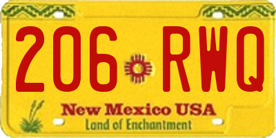 NM license plate 206RWQ