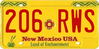 NM license plate 206RWS