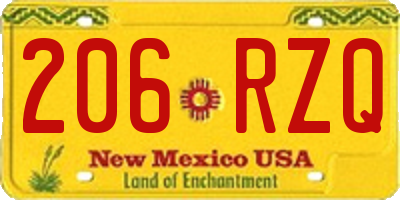 NM license plate 206RZQ
