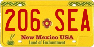 NM license plate 206SEA