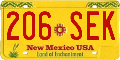 NM license plate 206SEK