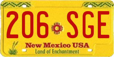 NM license plate 206SGE