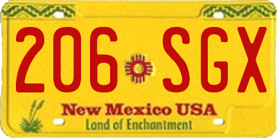 NM license plate 206SGX