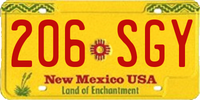 NM license plate 206SGY