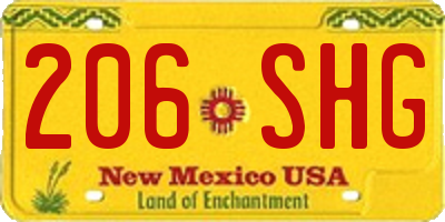 NM license plate 206SHG