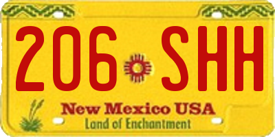 NM license plate 206SHH