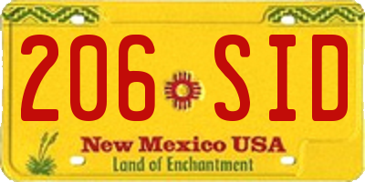 NM license plate 206SID