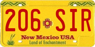 NM license plate 206SIR