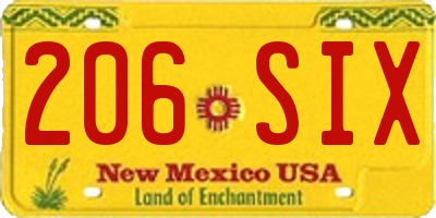 NM license plate 206SIX