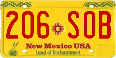 NM license plate 206SOB