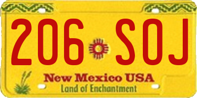 NM license plate 206SOJ
