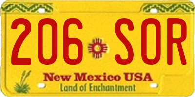 NM license plate 206SOR