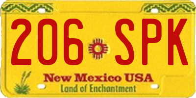 NM license plate 206SPK