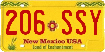 NM license plate 206SSY
