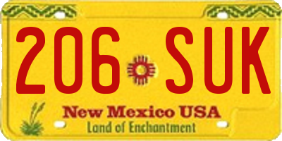 NM license plate 206SUK