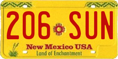 NM license plate 206SUN