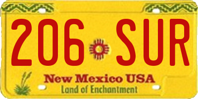 NM license plate 206SUR