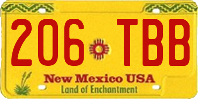 NM license plate 206TBB