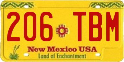 NM license plate 206TBM