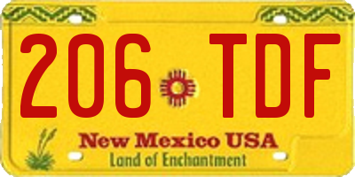 NM license plate 206TDF