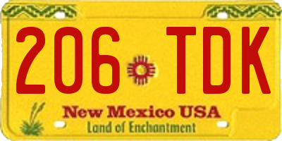 NM license plate 206TDK