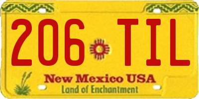 NM license plate 206TIL