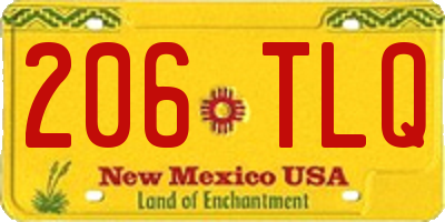 NM license plate 206TLQ