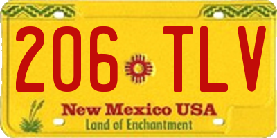 NM license plate 206TLV