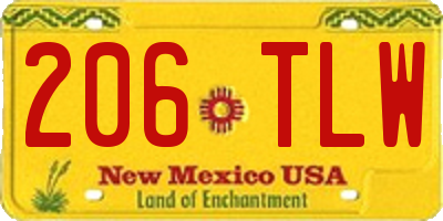 NM license plate 206TLW