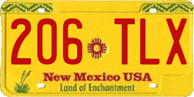 NM license plate 206TLX