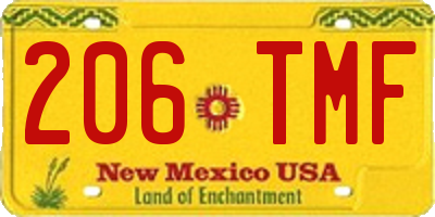 NM license plate 206TMF