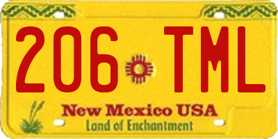 NM license plate 206TML