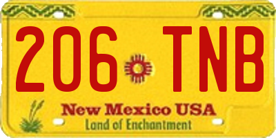 NM license plate 206TNB