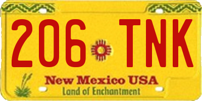 NM license plate 206TNK