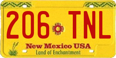 NM license plate 206TNL