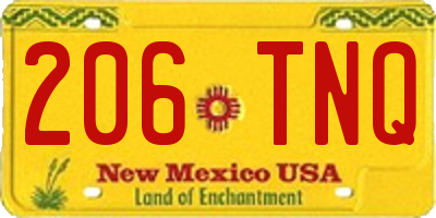 NM license plate 206TNQ