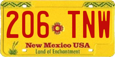 NM license plate 206TNW