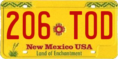 NM license plate 206TOD
