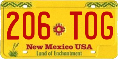 NM license plate 206TOG