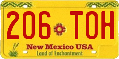 NM license plate 206TOH