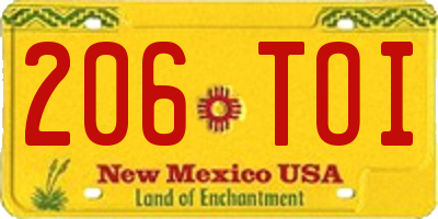 NM license plate 206TOI