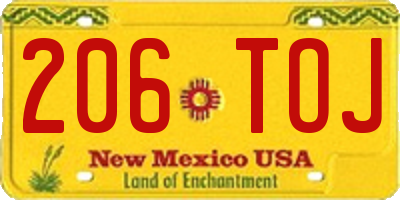 NM license plate 206TOJ