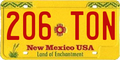 NM license plate 206TON