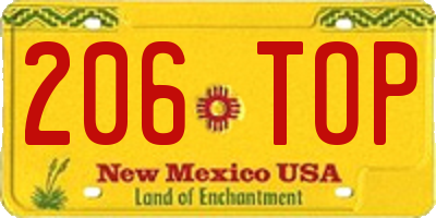 NM license plate 206TOP